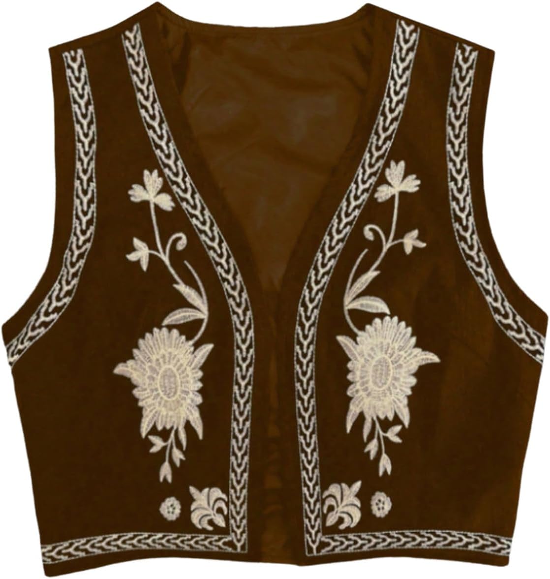 Verdusa Women's Cowgirl Vest Western Outfit Linen Vest Embroidered Boho Tops
