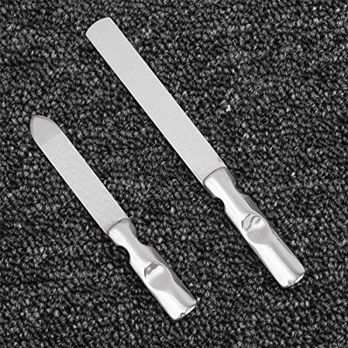 PIXNOR 2Pcs Lixa de Unha de Polimento de AÃ§o InoxidÃ¡vel Lixa de Unha de Metal Antiferrugem Ferrame