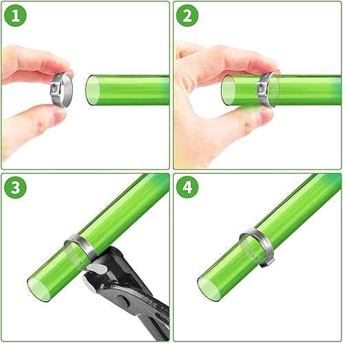 Miniatura 5 de 50 abrazaderas de manguera de oreja única de 14 de pulgada de 0.276in a 0.343in, abrazaderas de crimpado de oreja, anillos de crimpado de oreja de