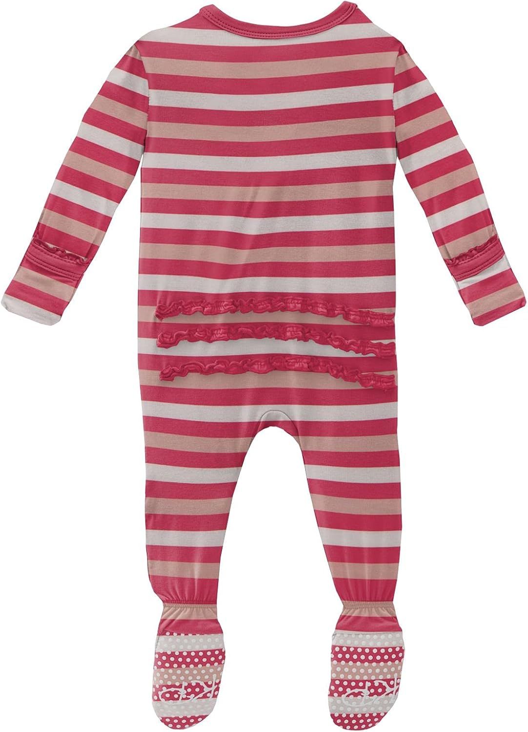 KicKee Print Muffin Ruffle Footie with Zipper, Soft Sleepwear, One-Piece Girl Clothes - Image 2