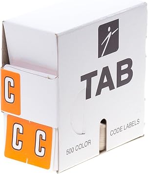 TAB Datafile Alphabetic Folder Label, Full-Size, C, Light Orange, 500 Labels/Roll