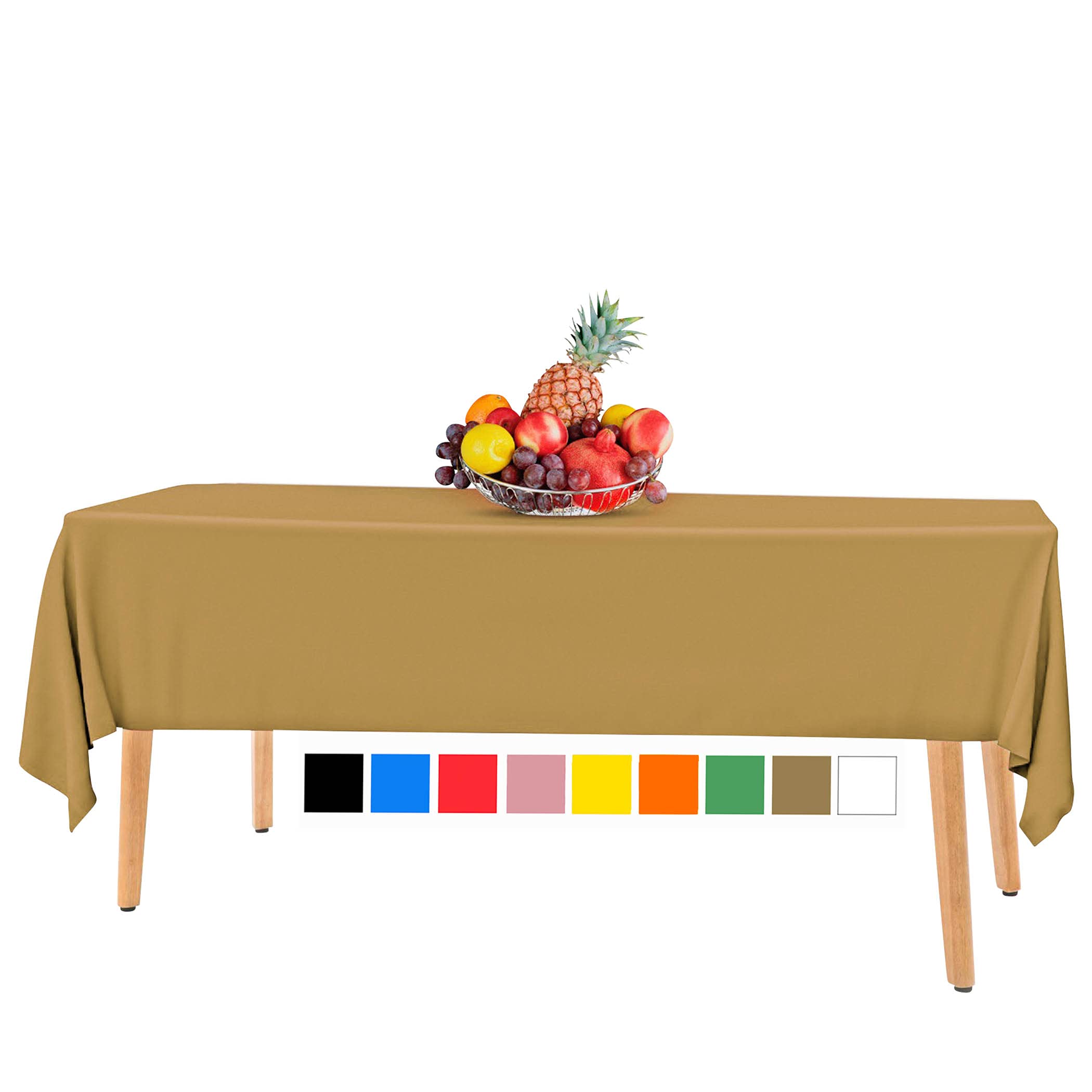 14 Pack Premium Disposable Gold Plastic Tablecloth - 54 x 108 in. Rectangle Plastic Tablecloths - Colors. Red, Blue, Black, White, Green, Gold, Pink - Use for Indoor Or Outdoor.