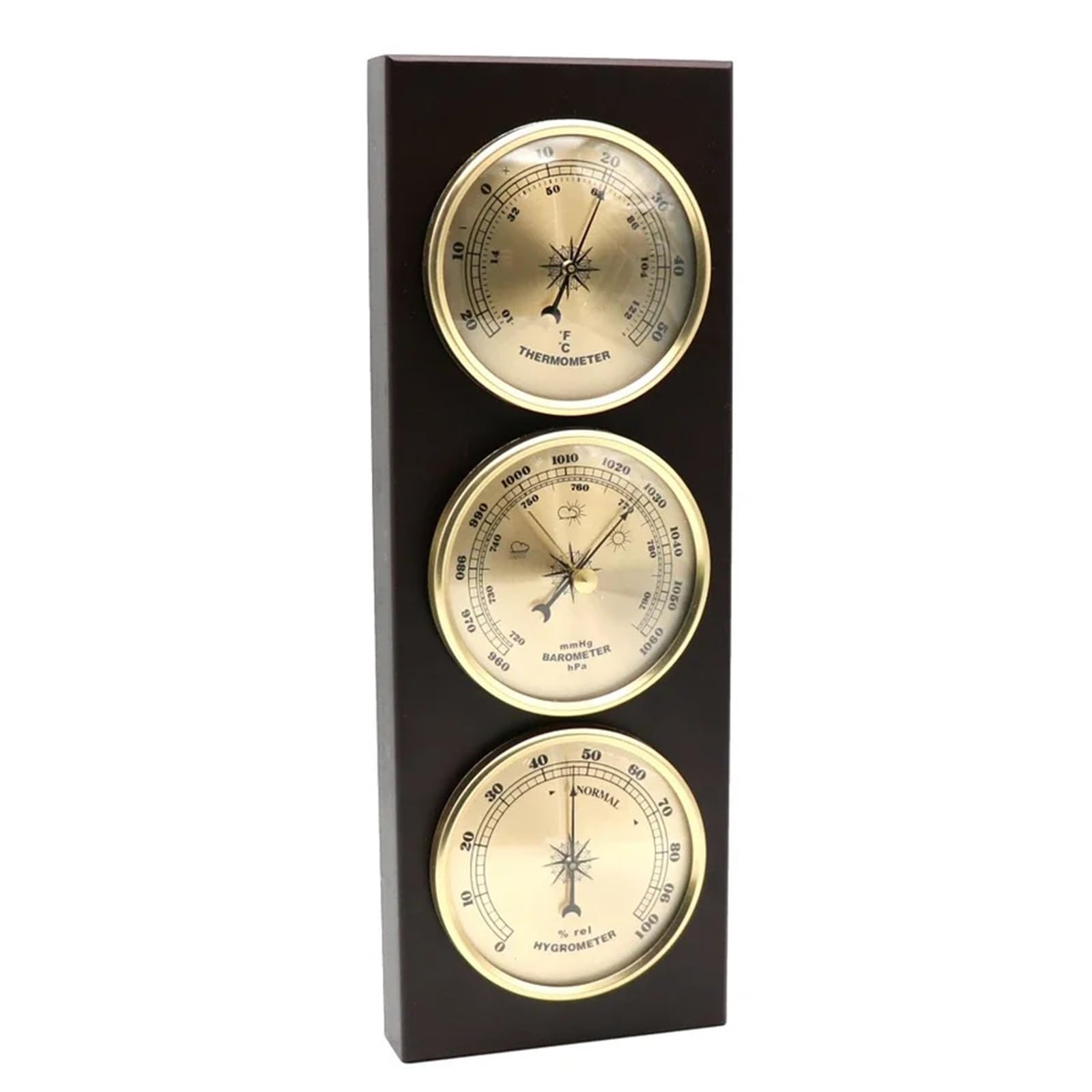 Barometri Termometro barometro for Uso Domestico Montato a Parete con Base in Legno, igrometro, Stazione meteorologica sospesa