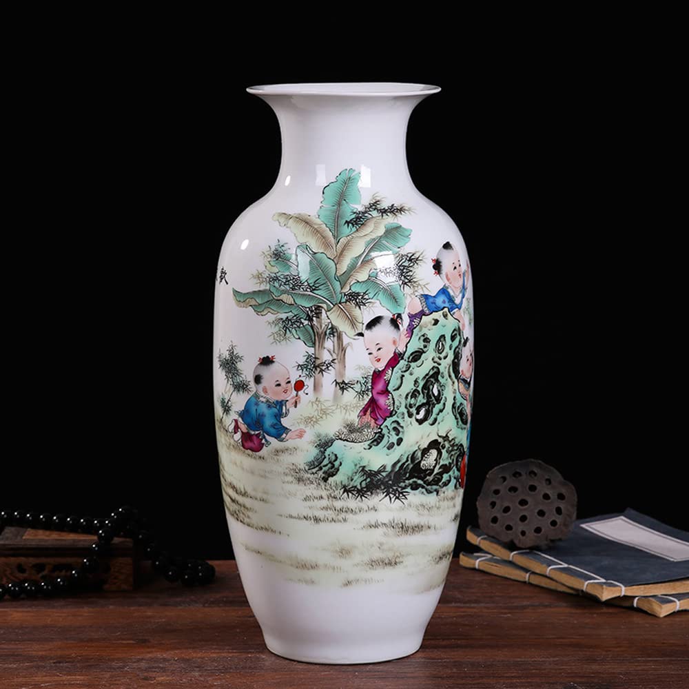 asdchZen Peony Bush Blue And White Bone China Flower Vase, Chinese Bottle Shaped Chinoiserie Blue And White Porcelain Vase Jingdezhen Retro Vase Decoration,4#