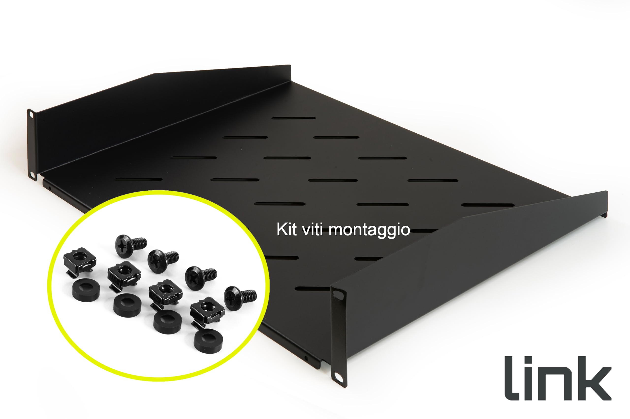 LINK LKRIP350N2U Ripiano per Armadio 19" 2U Profondità 350 mm, Nero