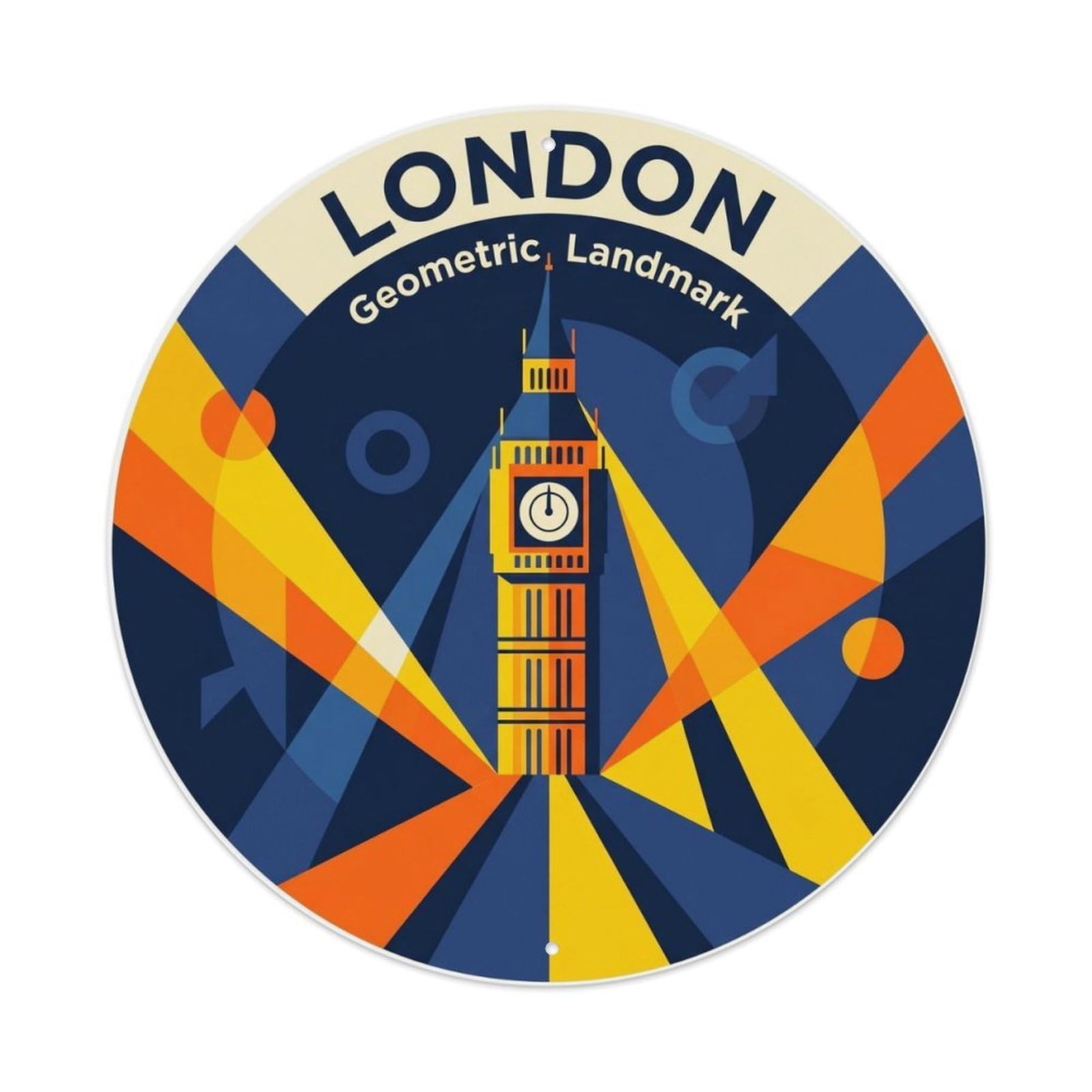 Fqcyn Style Vintage Travel London Geometric Landmark Metal Tin Sign
