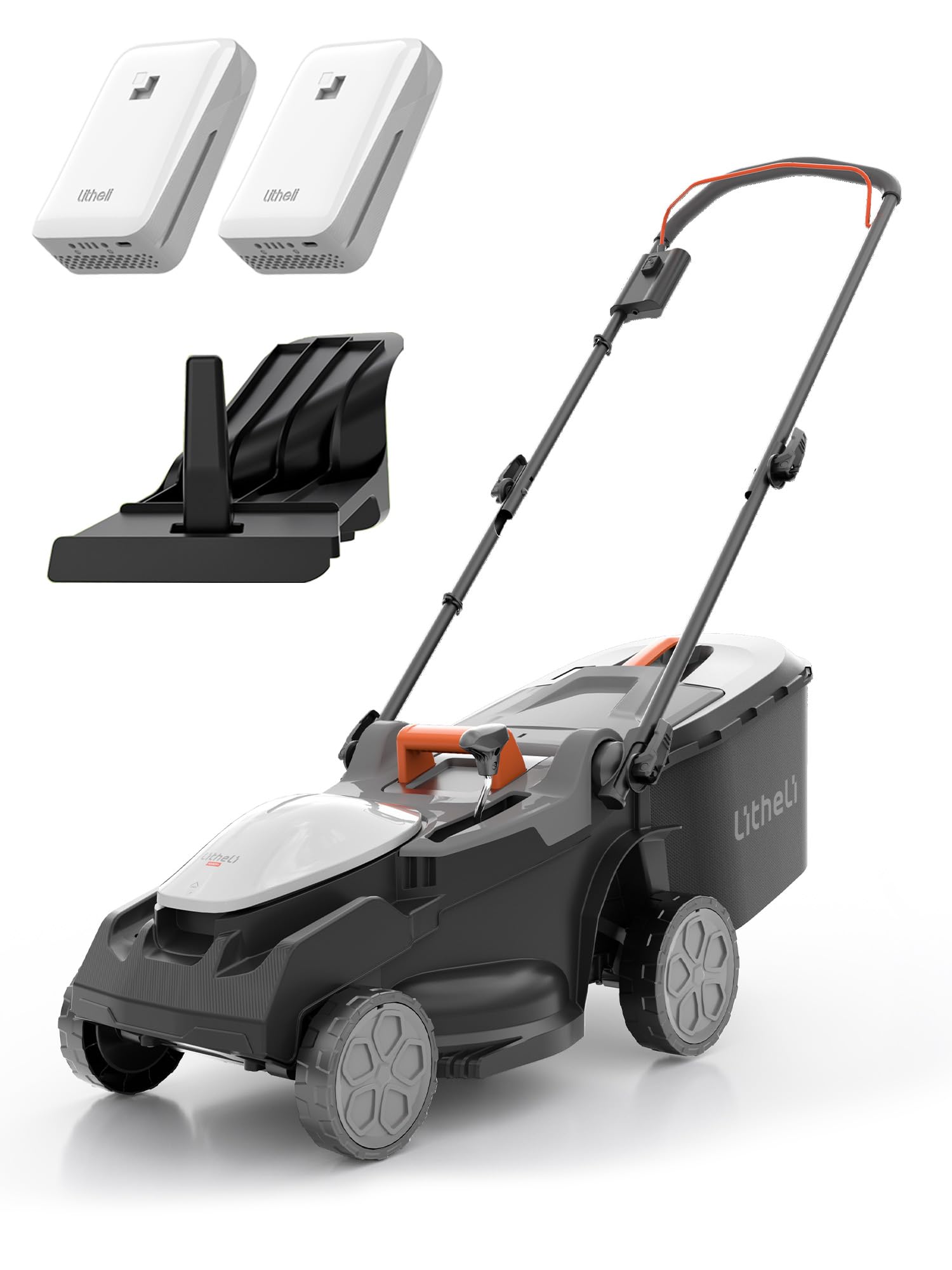U20 Litheli Akku Rasenmäher Elektro, 38cm Schnittbreite, bis 300 m², 40L Fangkorb, 25-75 mm Schnitthöhe, inkl. 2 x 4,0 Ah Akkus
