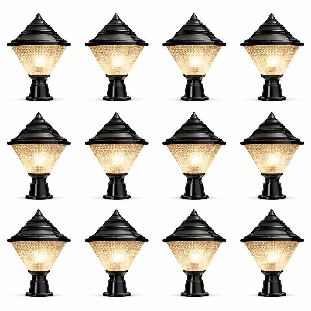 Weldecor Outdoor Gate Pillar Light | Waterproof Polycarbonate Lamp | B22 LED Compatible | Main Gate, Boundary Wall, Garden & Pathway Light (Pack of 12)-image-30