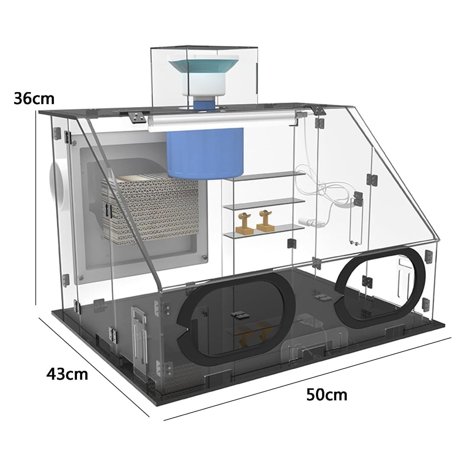 Zestaw kabiny lakierniczej z oświetleniem LED/wężem wydechowym – przezroczysta, hermetyczna szafka lakiernicza do stołu rzemieślniczego, kabina lakiernicza 40 W do modeli, tortów, modeli, rękodzieła
