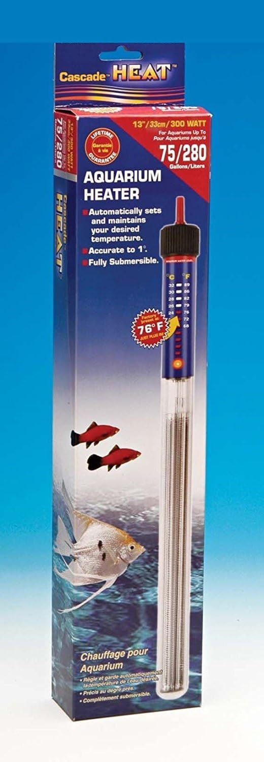 American Paws Pet Products 75 Gallon Aquarium Heater 300 Watt Fully Submersible Fresh & Salt Water Fish Tank Warmer with Thermostat