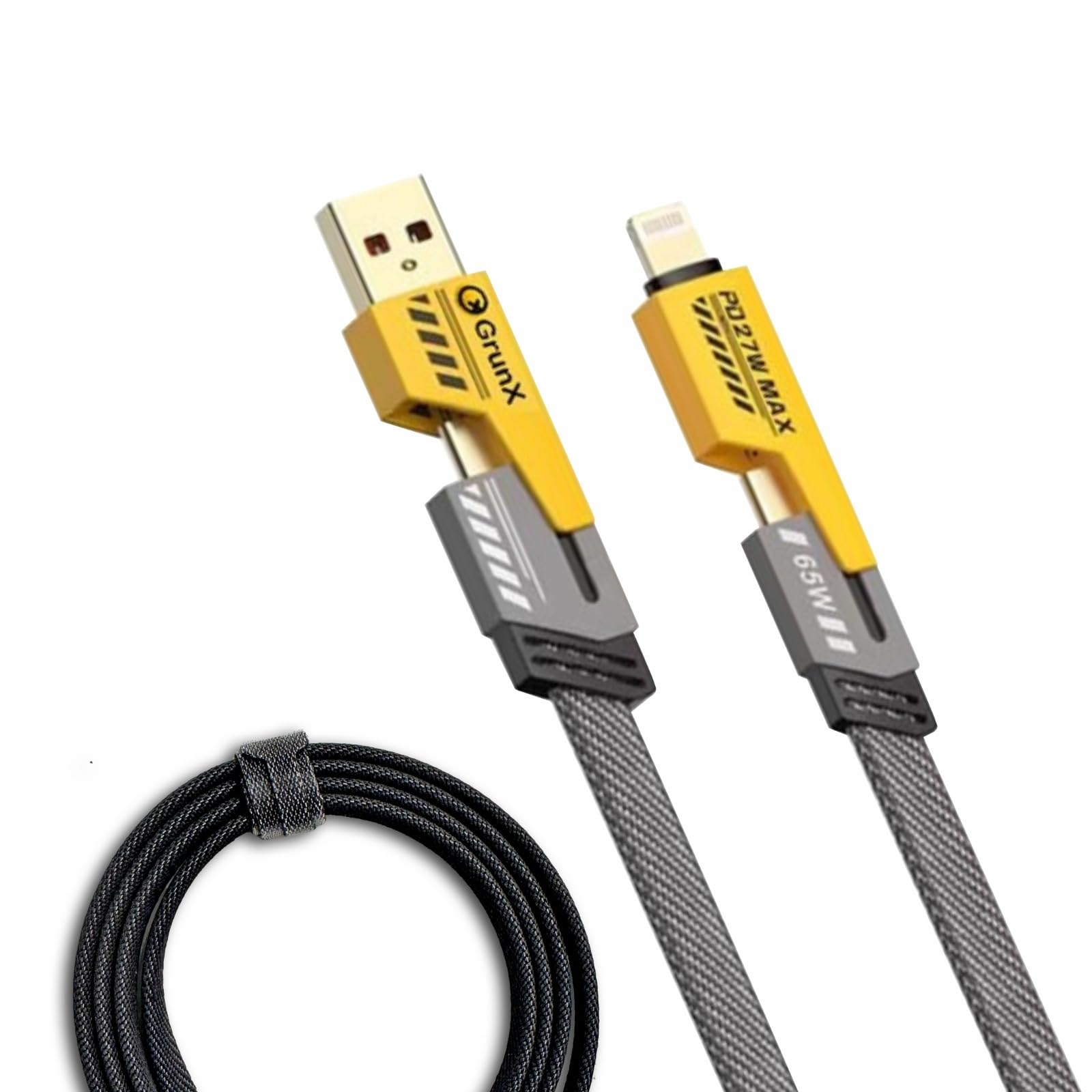 GrunX® INBAE 4 in 1 Metal Alloy Ports Fast Charging & Data Transfer 65W Cable|Super Durable Texture Braided|Supporting Thunderbolt Port,Type C Lightning,Type A for All iPhones & Laptop (B0CTF7P9DY) Amazon Price History, Amazon Price Tracker