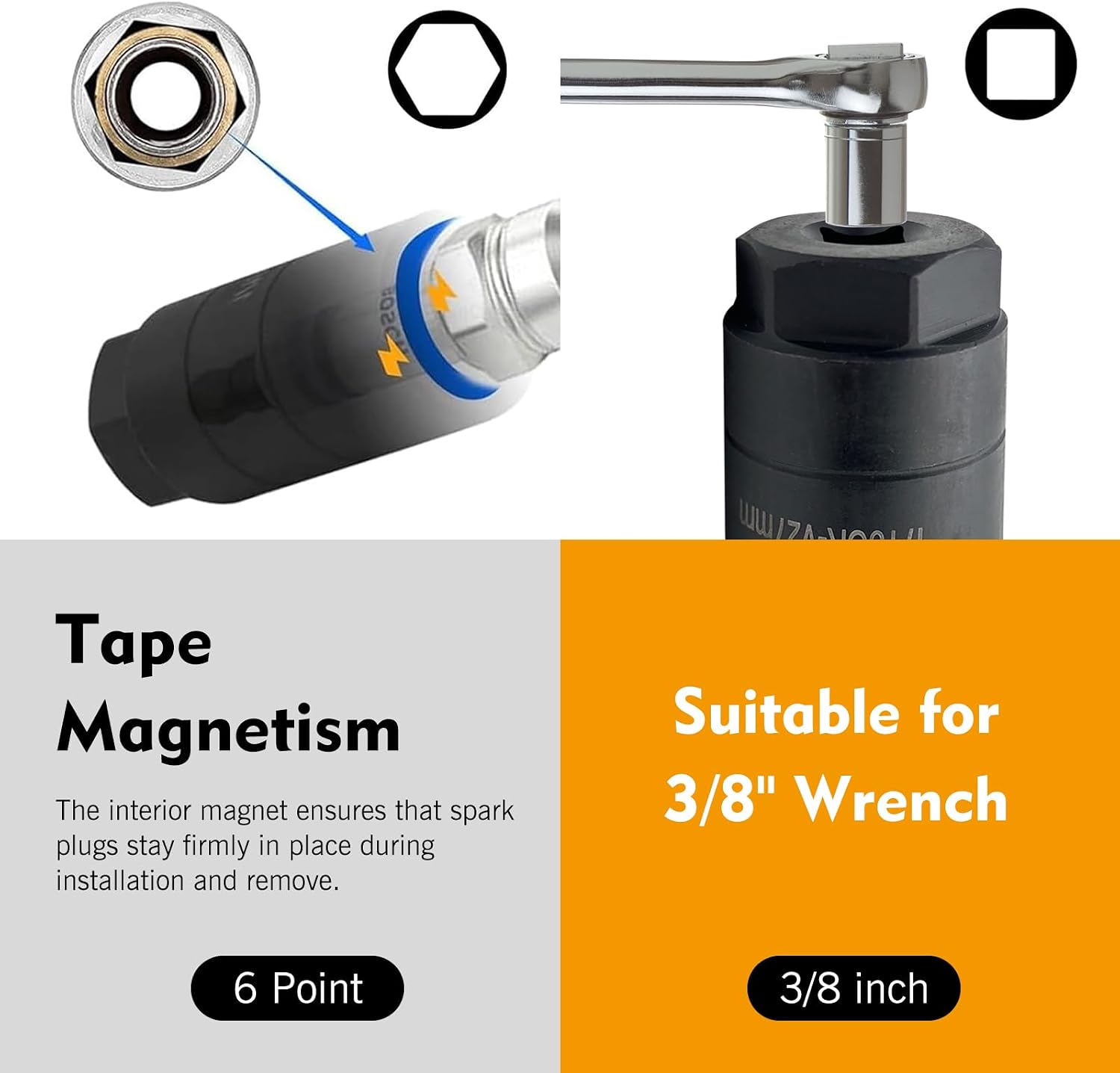 Car Oil Pressure Switch Socket, 1-1/16 Inch 3/8" Drive Hex Engine Sensor Socket Switch, Standard Size Oil Sending Unit Removal Tool, Universal for Most Cars (Black)