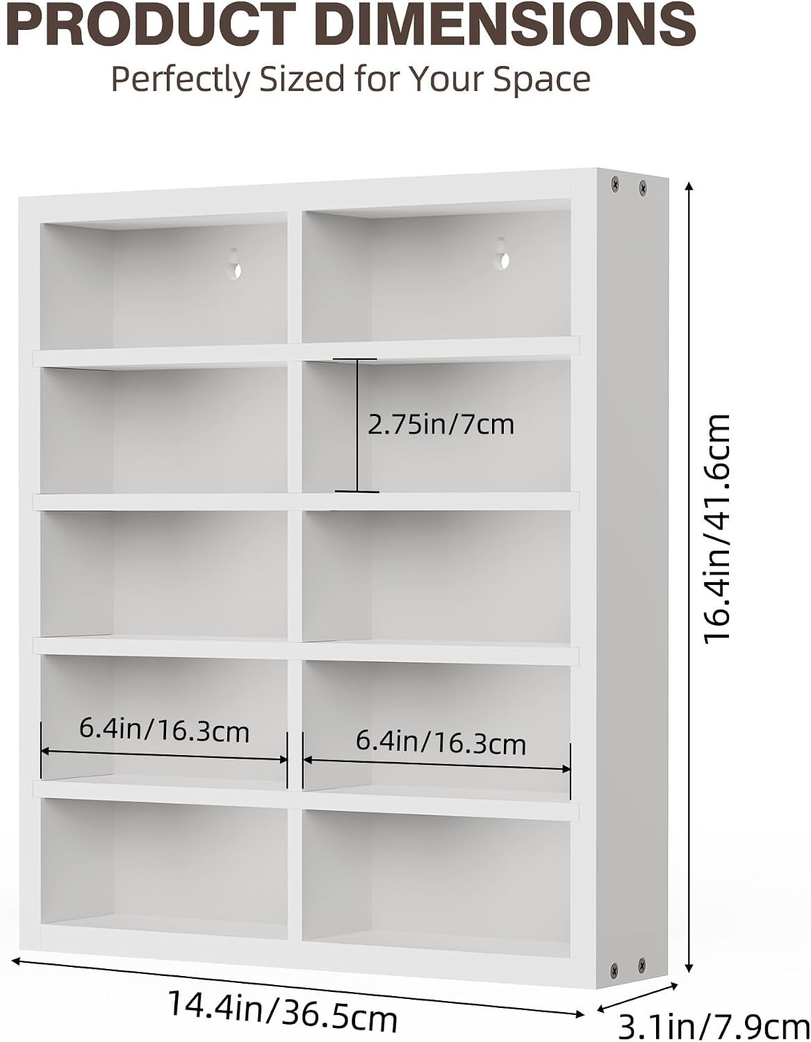 TJ.MOREE 10-Pair Sunglasses Organizer Display Case for Wall Eyewear Holder | 2-Column 5-Tier, White Wood, Clean Look, Keep Collection Neat and Easy to Find