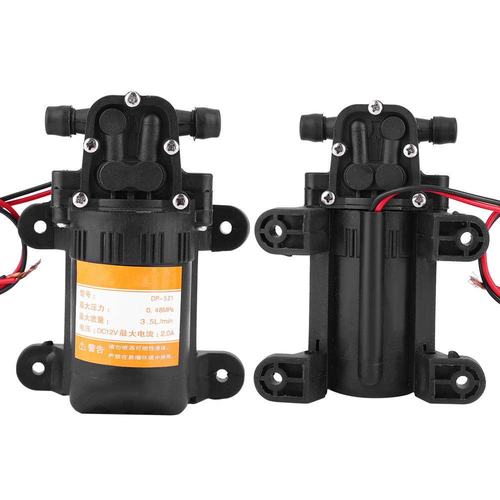 Pompe à diaphragme, mini pompe à eau à diaphragme en plastique de haute qualité 12V 0.48MPA 3.5L/Min pour le lavage de voiture arrosage RV caravane bateau RV jardin