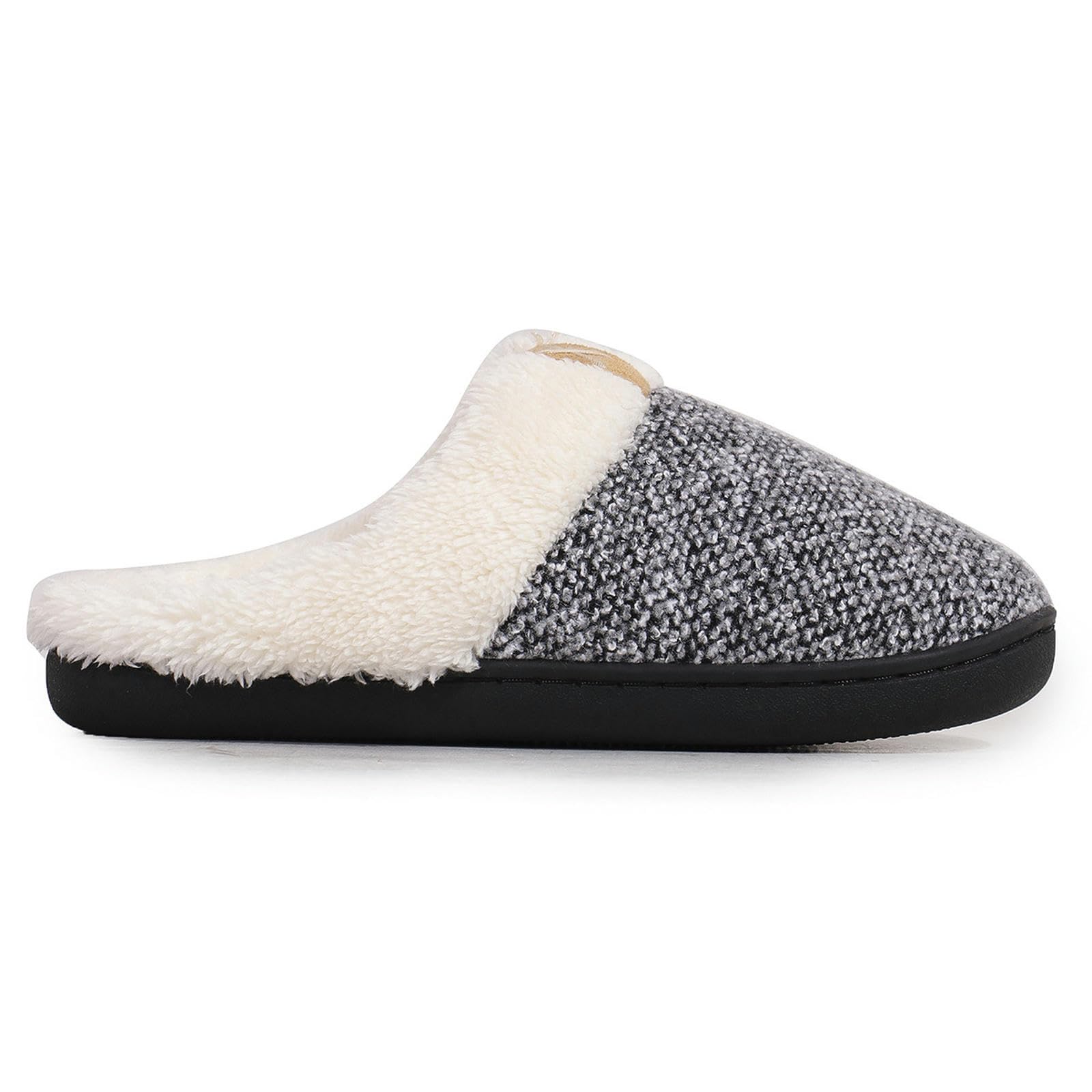Pantofole Pantofole con Sola Spessa per Pannelli di Cotone Caldi E Non Slip Invernali con Pile Spessa-nero-40 41