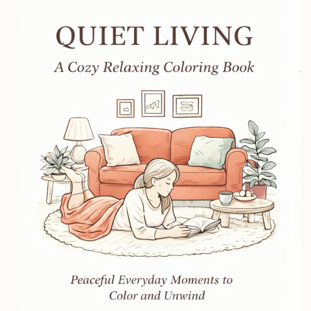 Quiet Living: A Cozy Relaxing Coloring Book for Adults and Teens: Peaceful Home Scenes, Everyday Comfort Moments, Stress Relief Coloring Pages