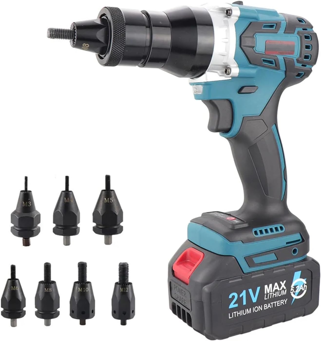 Wireless Electric Rivet Nut Gun Kit - Automatic Riveter Portable Riveting Gun For M3 M4 M5 M6 M8 M10 M12 Nuts