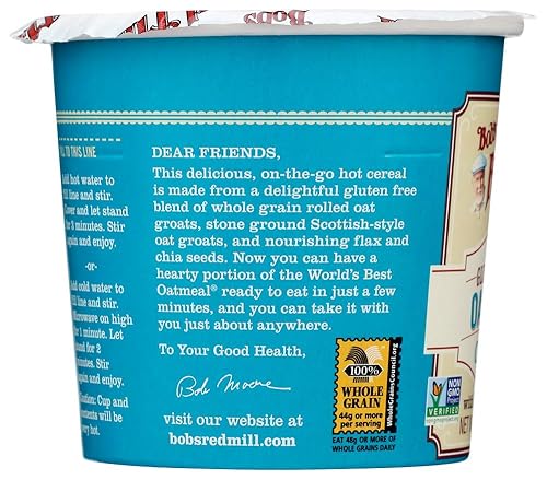 Miniatura 4 de Bob's Red Mill - Taza de avena clásica sin gluten con lino y chía (paquete de 12)