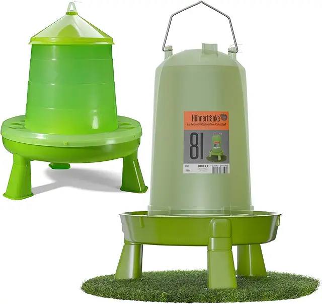 Geflügeltränke & Futterautomat grün für Hühner - Rattenabwehr, 8L + 4KG