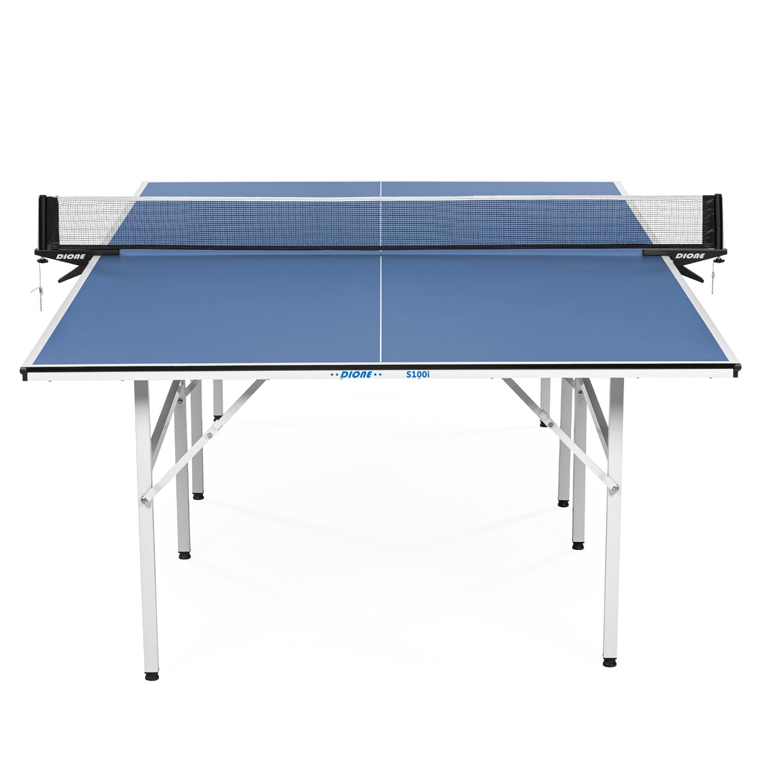 Dione Table de ping-pong S100i Indoor - 274 x 152 cm - Plateau TT bleu - Table de ping-pong - Prémontée - 60 kg