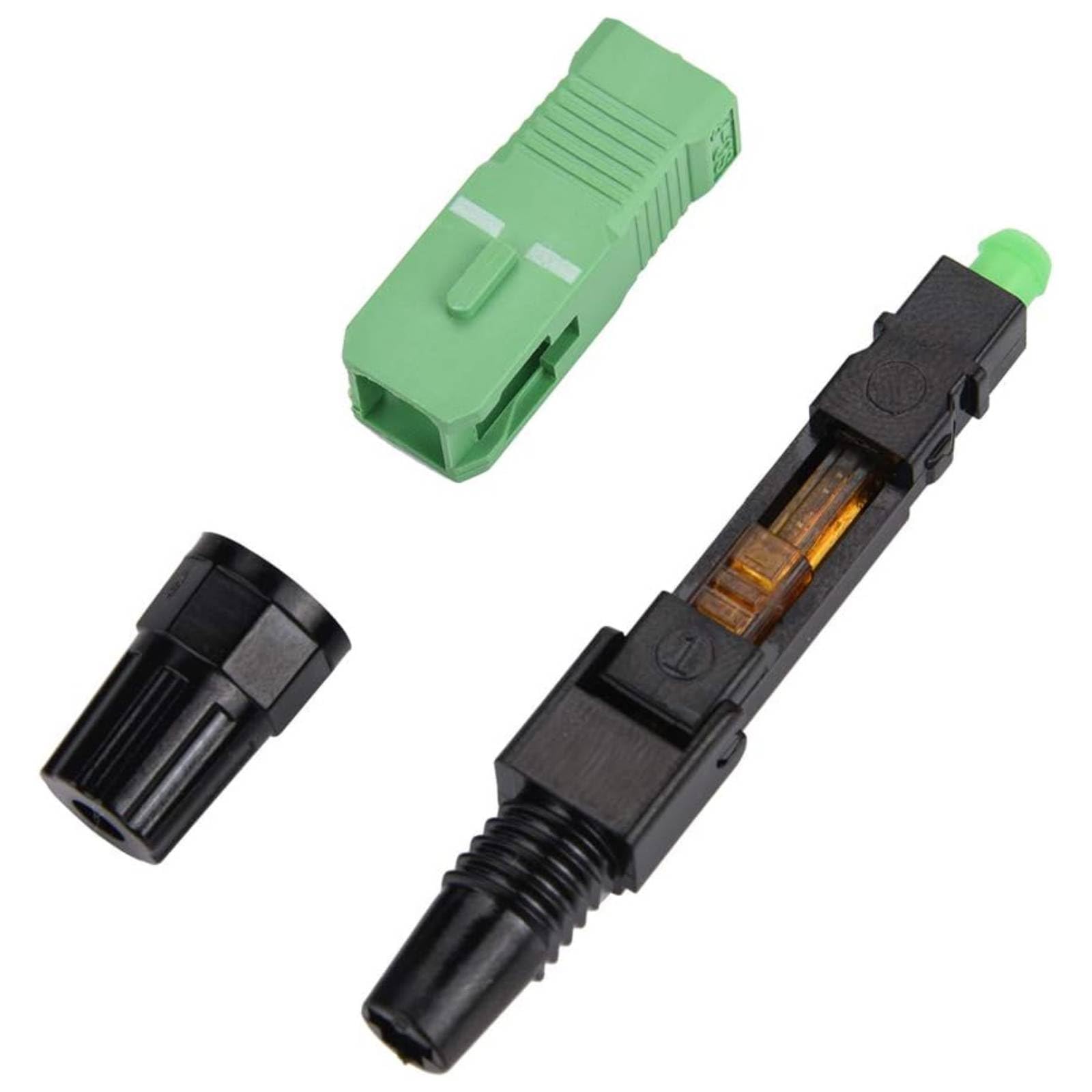 100pcs Rápido Conector de Fibra Óptica, SC A PC Conectors Fibra Optica Plastica Embebido, FTTH Conectors Rápido, Conector Rápido Fibra con Cable de Cuero Incrustado para Fibra Monomodo/Multimodo