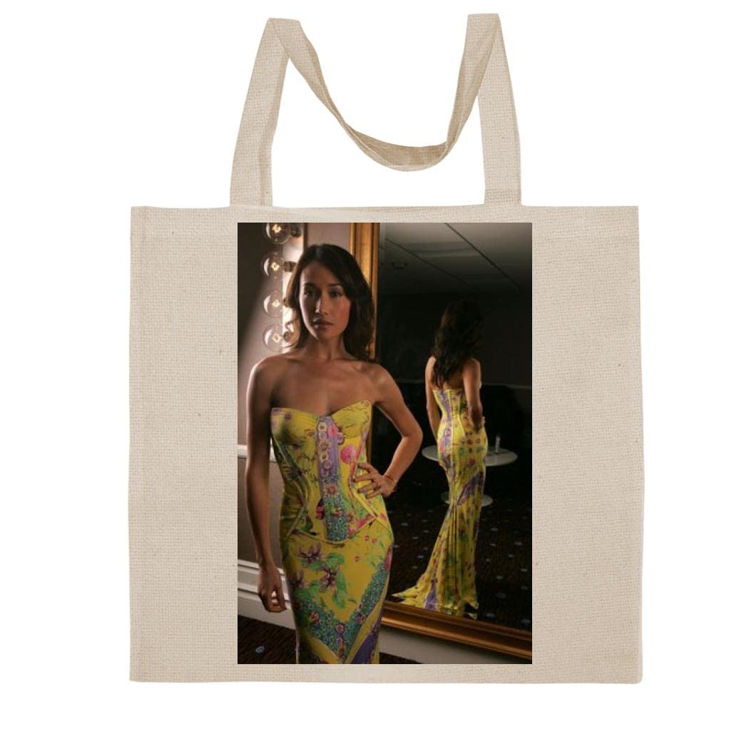 FC Carino Maggie Q Quigley - A Nice Graphic Cotton Canvas Tote Bag FCA #FCAG373082, Natural, 15X16