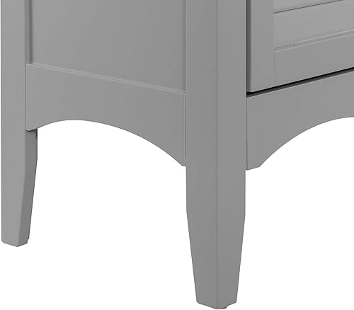 Miniatura 7 de Teamson Home Glancy - Armario de lino alto y delgado de doble nivel con 1 estante interior ajustable y 3 estantes interiores fijos, 5 espacios de