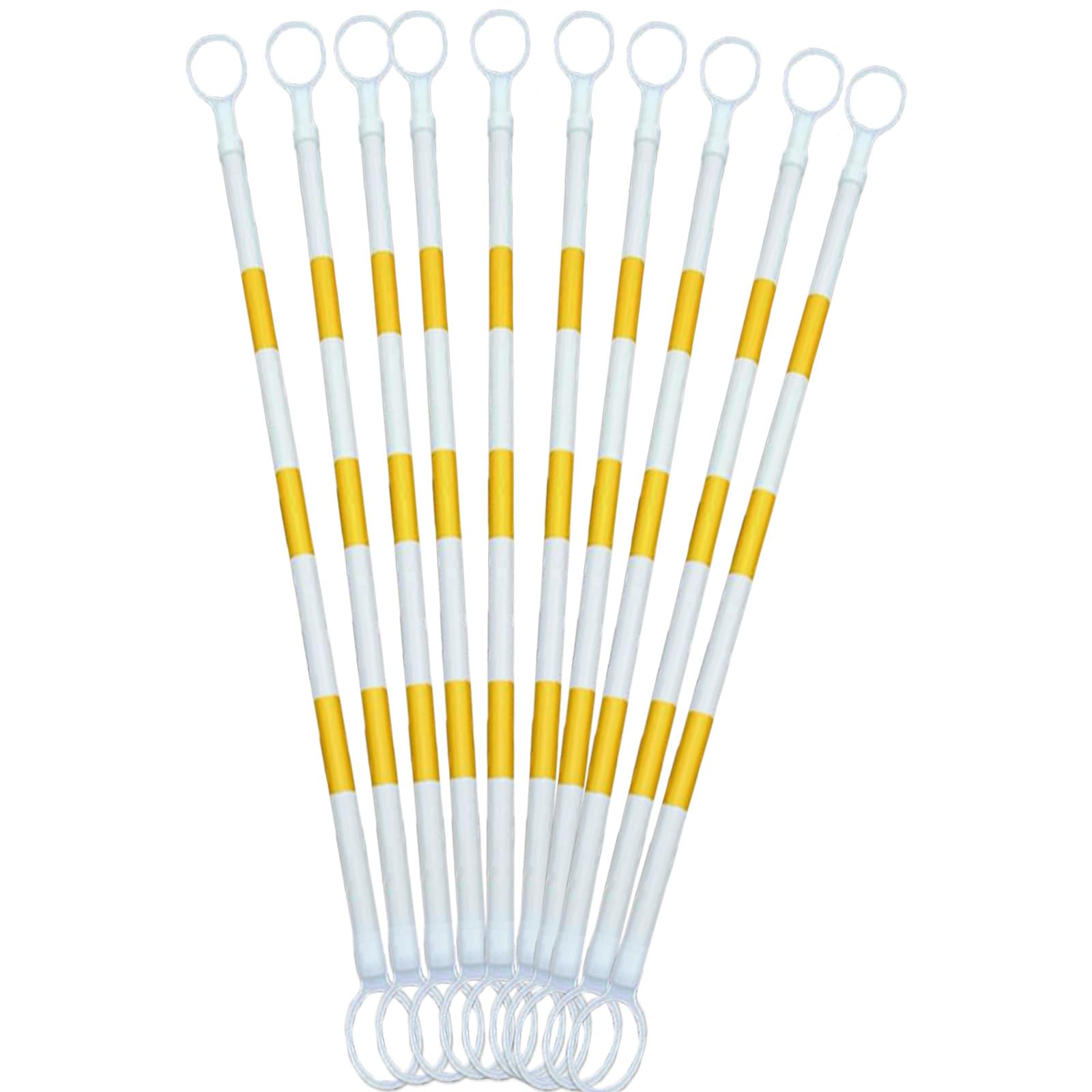 ERRULAN 10 Pack Retractable Traffic Cone Bar from 4ft to 7.2ft, Safety Traffic Barricade Retractable, Barricade for Road Construction for Loading Docks/Construction Sites/Crowd Control(Yellow)