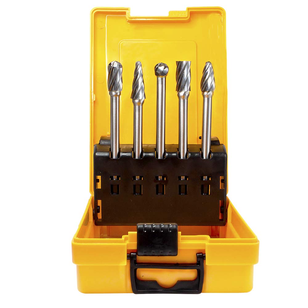 TJATSE 5Pcs 1/4 Inch Aluma Cut Carbide Burr Set 4.4" Long Shank Single Cut Tungsten Rotary Burr Files CNC Engraving Cut Metal Carving Polishing Drilling Tool Kits — Amazon image 6