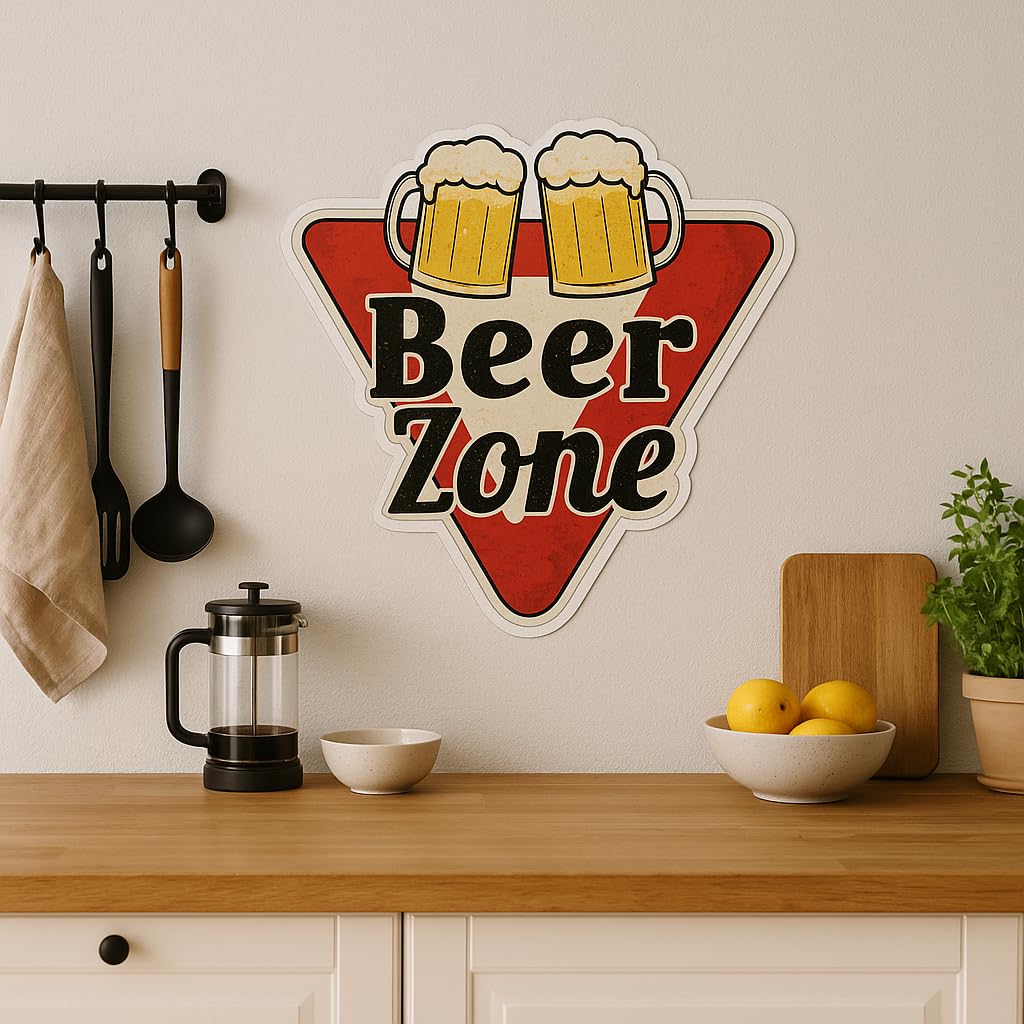 Adesivo da parete con scritta "Beer Zone", divertente adesivo da parete per casa, bar, cucina, grotte degli uomini, garage o feste, in vinile impermeabile, 310 x 330 mm