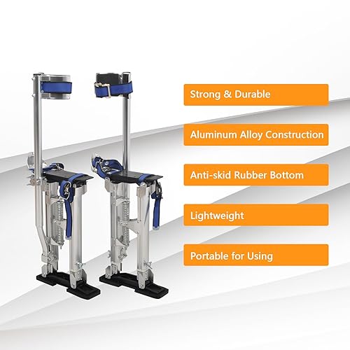 Miniatura 5 de BIGREAT Zancos negros para paneles de yeso de 18 a 30 pulgadas, elevadores ajustables de altura, herramienta de aluminio para pintar, acabado, poda,