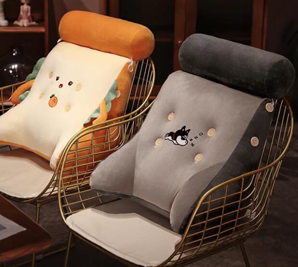 Creative Bed Backrest Pillow Soft Plush Reading Headboard Pillow Sofa Wasit Back Cushion Rest Neck Support Pillows (Gray Husky, 60×45CM/23.6"×17.7")