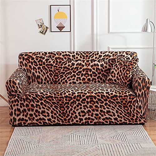 Mateju Fundas Sofás Elástica de 1 2 3 4 Plazas Universal Sofá Protector Tela Elástico Impreso Decorativas Funda Cubre (Estampado de Leopardo,3 plazas - 190-230cm)