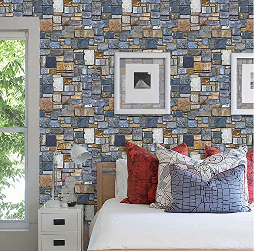 wolpin Wall Stickers DIY Decals Wallpaper 3D Brick Stone Self Adhesive, Multicolor Stone wolpin Wall Stickers DIY Decals Wallpaper 3D Brick Stone Self Adhesive, Multicolor Stone