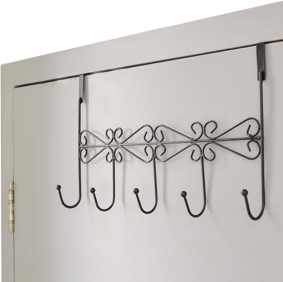 Over Door Rack Hook Hanger. Marrywindix Black Metal 5 Hook Metal Hanger for Hanging Clothes, Coat, Hat Belt