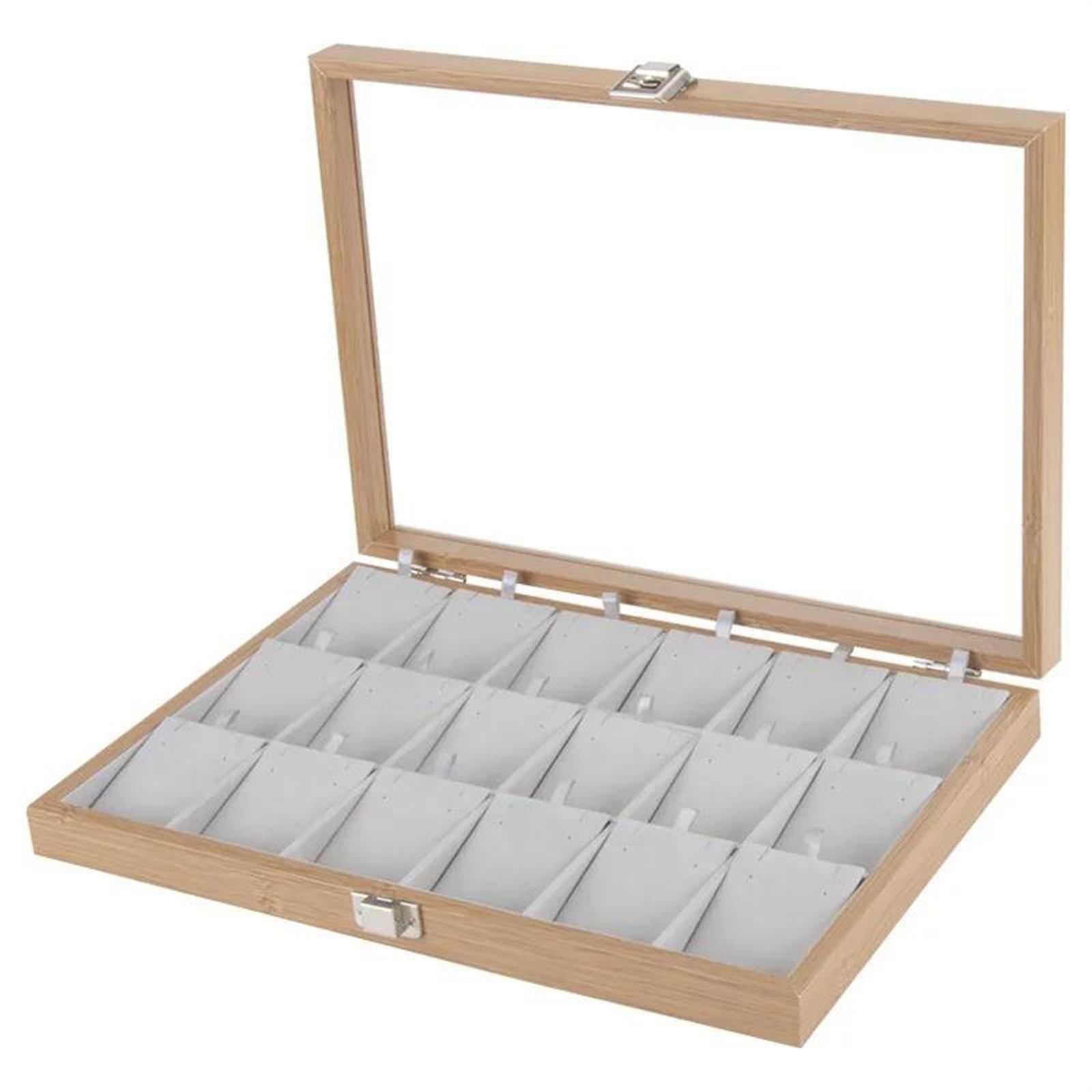 Ideias De Presentes Caja Colgante Madera Con 18 Rejillas Almacenamiento Collares Organizador Joyas Bandeja Escaparate Con Cubierta Vidrio Con Ventana Para Cajón Caja Regalo Navidad