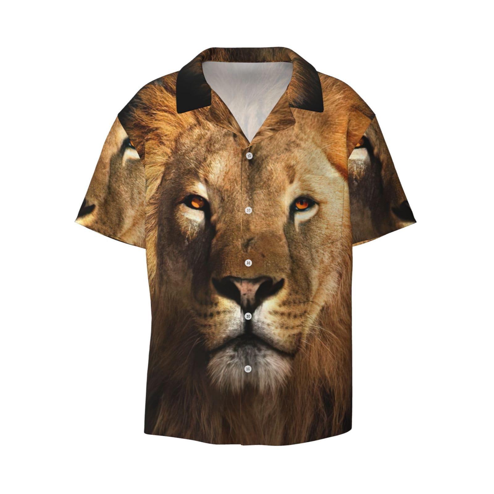 Edwal Men's Black African Animal Lion Print Print T Shirts Short Sleeve Polo Shirts Casual Summer Beach Shirt For