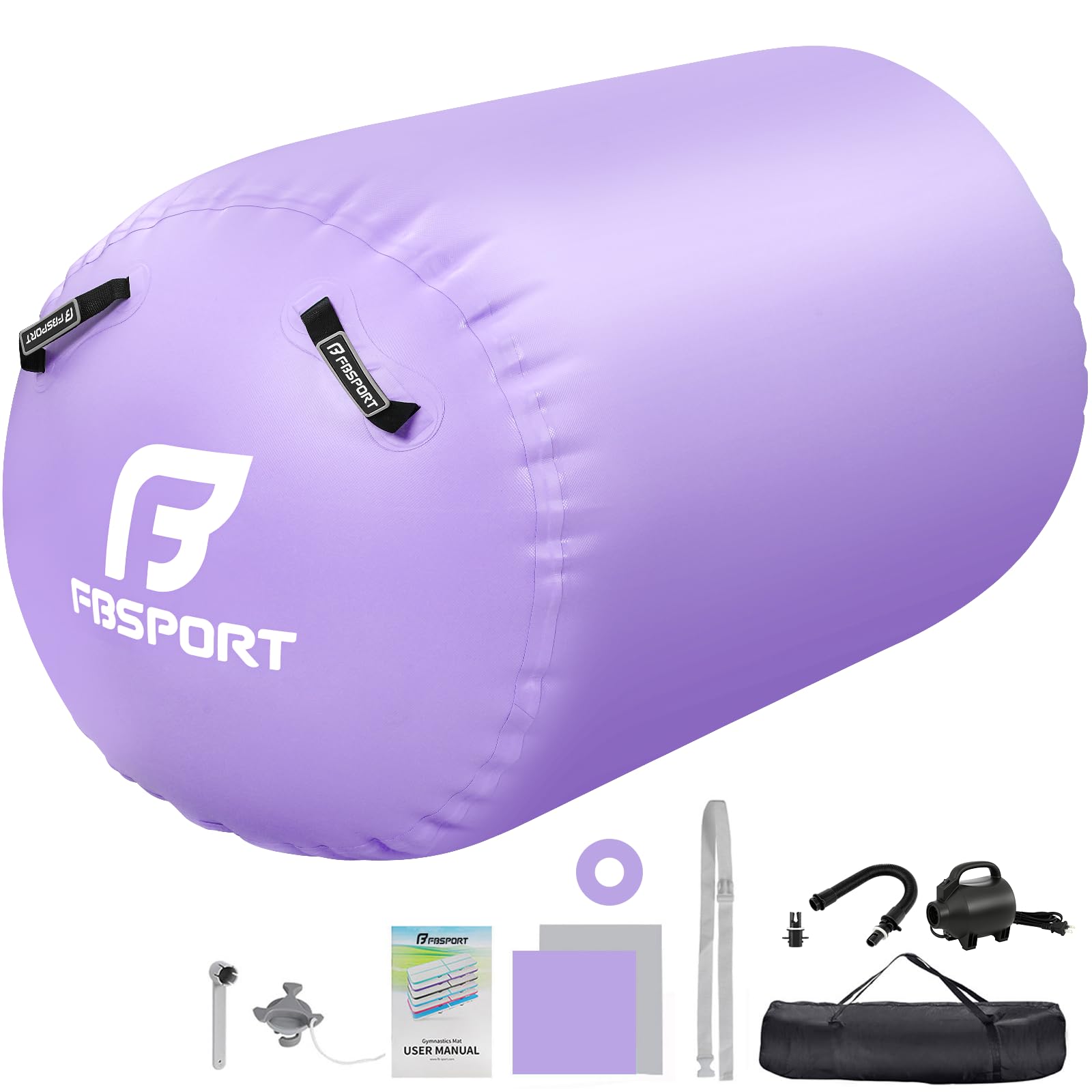 FBSPORT Aufblasbare Air Roll, 100/120cm Aufblasbare Luft Rollen, Yoga Gymnastik Zylinder, Gymnastikmatte, Gym Air Barrel, Air Tumbling Track, Sportmatte für zuhause mit Tragetasche, Outdoor, Fitness