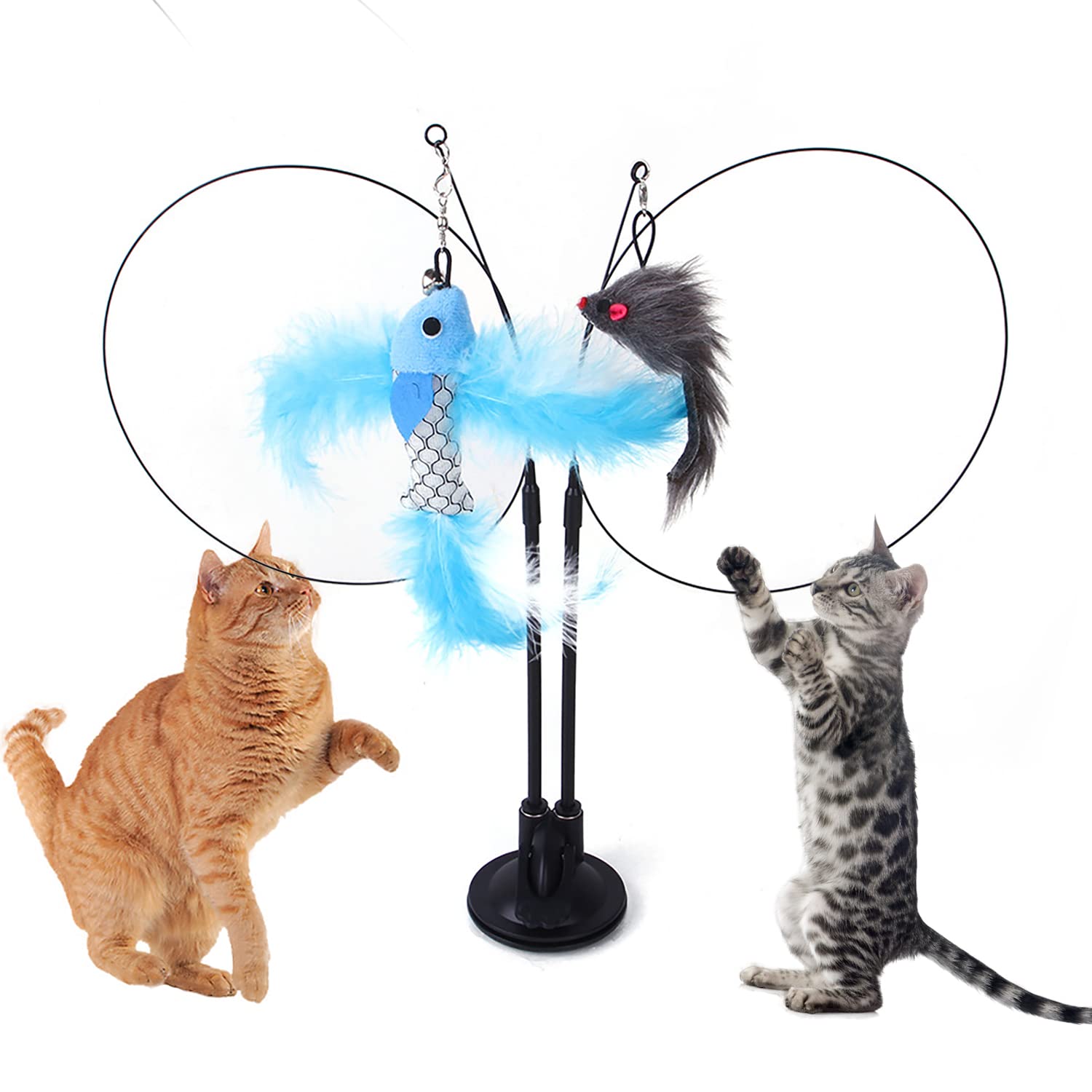 Amazon | LOOBANI 猫おもちゃ 猫じゃらし 吸盤両棒 吸着性ストロング