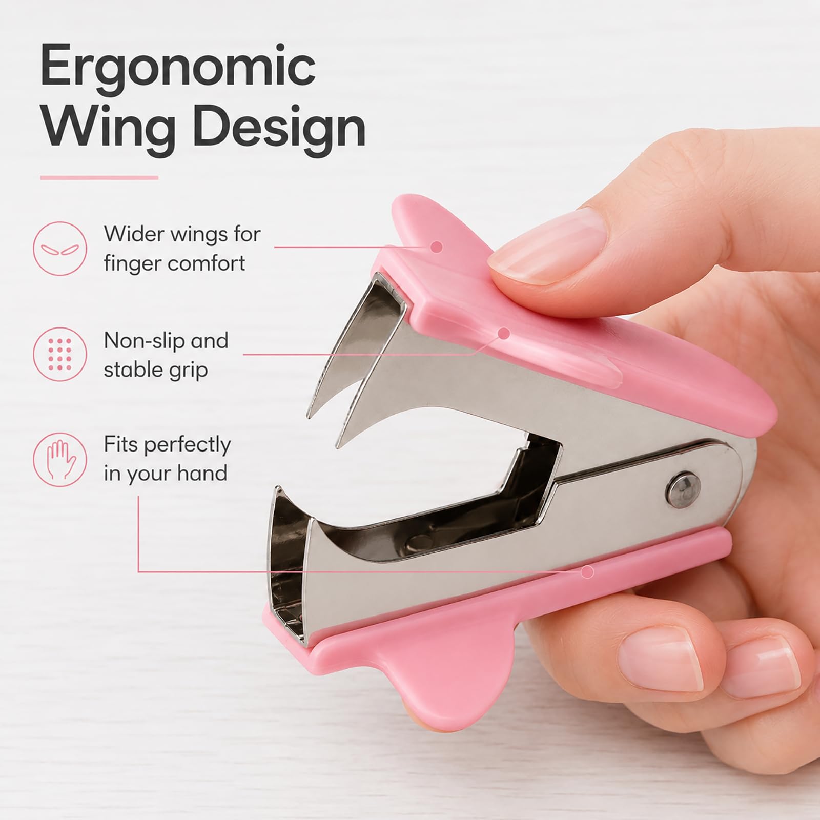 3 Stück Heftklammerentferner Rosa, Klammerentferner mit Breitem Fingergriff und Metallklaue, Entklammerer für Standardheftklammern, Dokumente, Papier, Büro, Schule, Zuhause und Schreibtisch