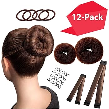 Amazon Com Hawwwy 12 Piece Hair Bun Maker Easy Fast Bun Tool Best Sellers Kit Short Long Full Thin Hair Women Girls Kids Toddler Perfect Ballet Sock Accessory Brown 2 Donuts 2 Magic