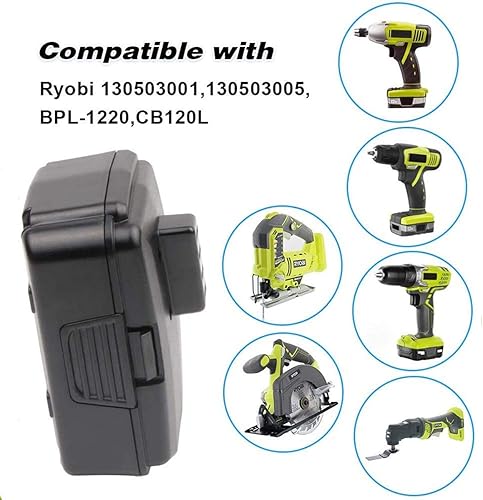 Miniatura 6 de Bonacell Paquete de 2 baterías de repuesto de 4000mAh 12V para Ryobi 12V compatibles con RYOBI CB120L CB121L BPL-1220 130503001 130503005, batería