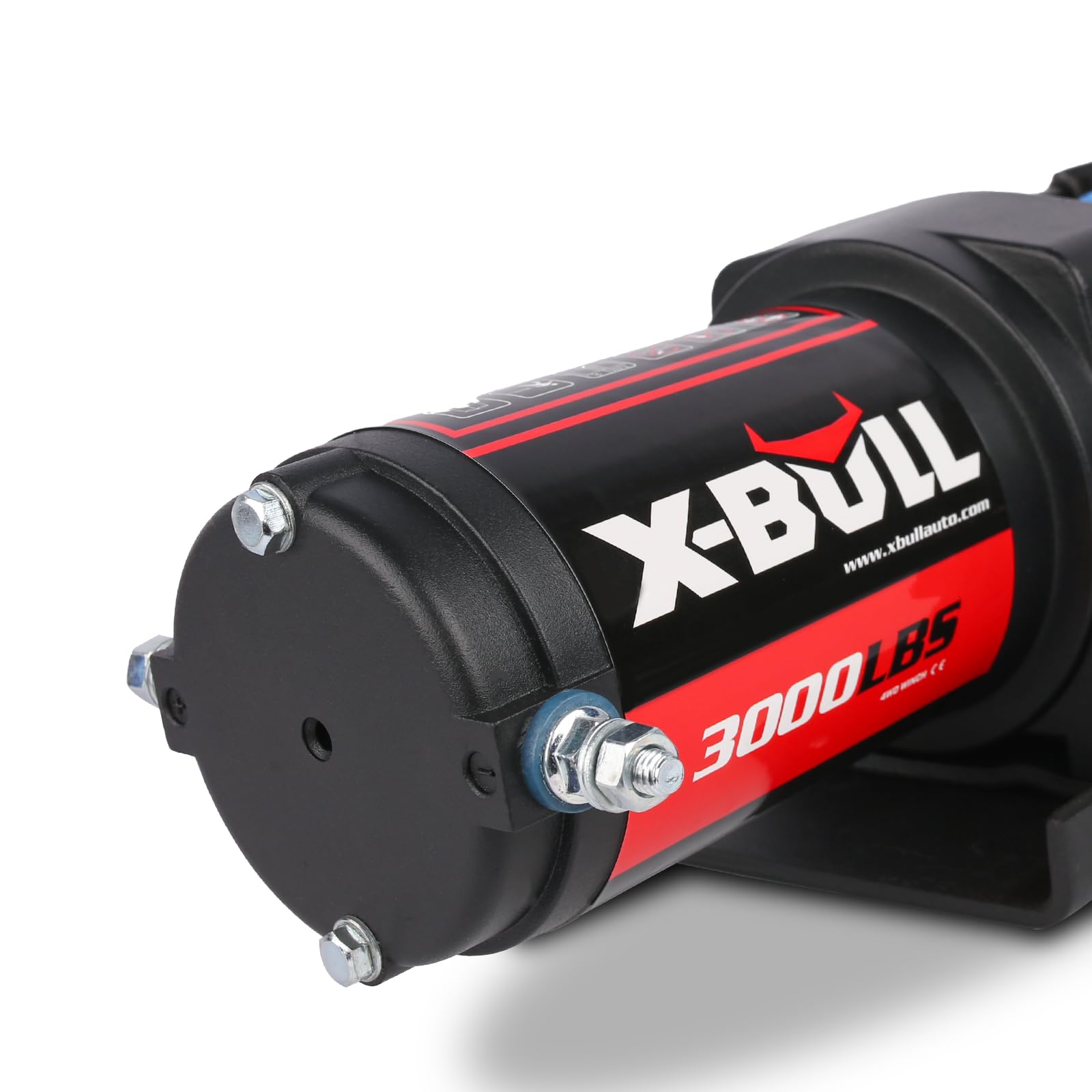 X-BULL Wyciągarka elektryczna do quada - Siła uciągu 3000 funtów (1360 kg) - Elektryczna wciągarka linowa - Pługi, UTV, ATV, Quady, Terenowe - 29 x 11 x 11 cm - 12 V, Czarny