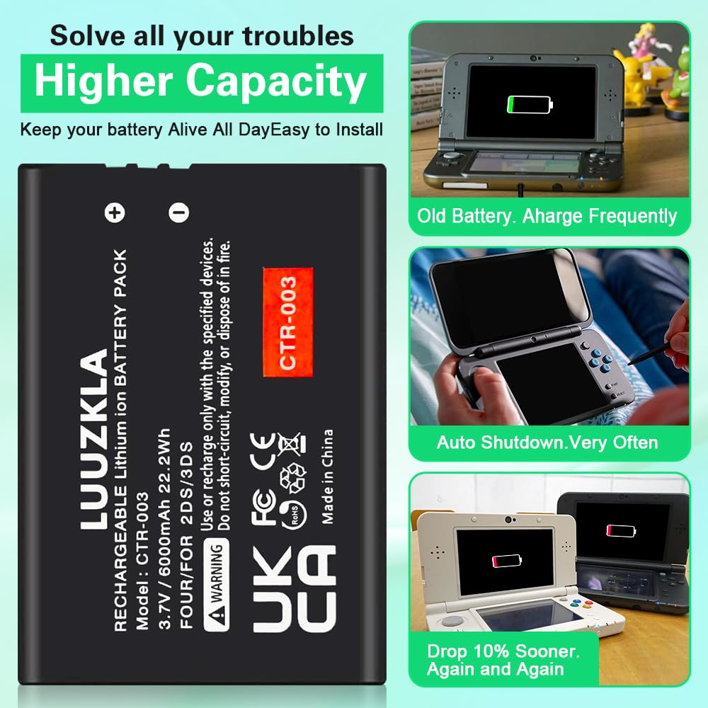 New 3ds Xl MAXBEAR 2200mAh Replacement Battery For Nintendo 3DS