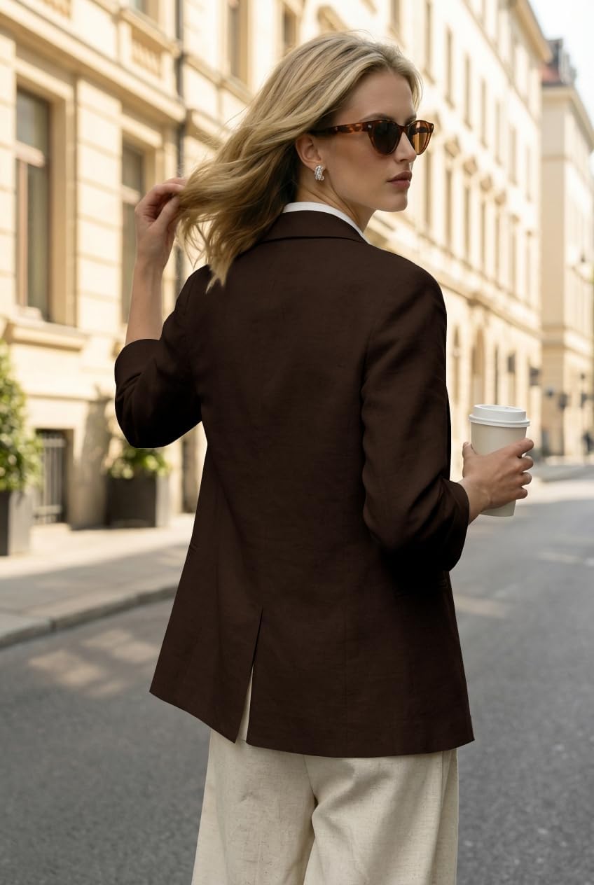 IDEALSANXUN Linen Blazer Women 3/4 Sleeve Lightweight Spring Summer Blazer Jackets - Image 5