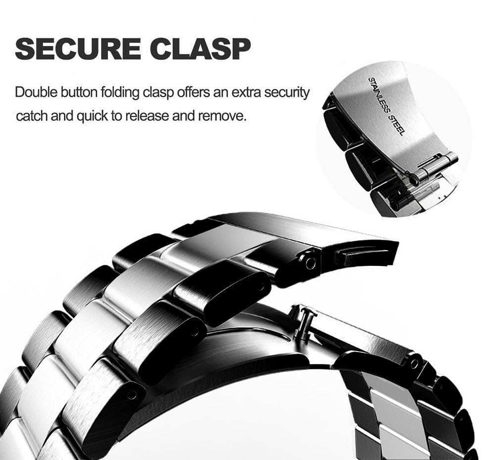 Correas de reloj compatibles con Samsung Galaxy Watch 8 de 40 mm, 44 mm, 8 Classic de 46 mm, correa de repuesto de metal de acero inoxidable sólido sin huecos para Galaxy Watch 8/8 Classic para