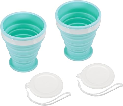 PATIKIL Vaso plegable, paquete de 2 vasos plegables de viaje de 6.8 fl oz, taza portátil de silicona para beber para acampar, senderismo, al aire