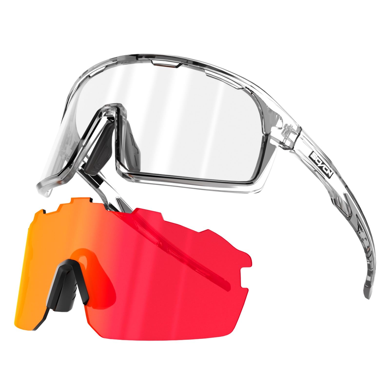 SCVCN Gafas de Ciclismo Fotocromáticas Hombre Mujer Gafas de Sol Deportivas Transparentes Montaña MTB Bicicleta Running Golf