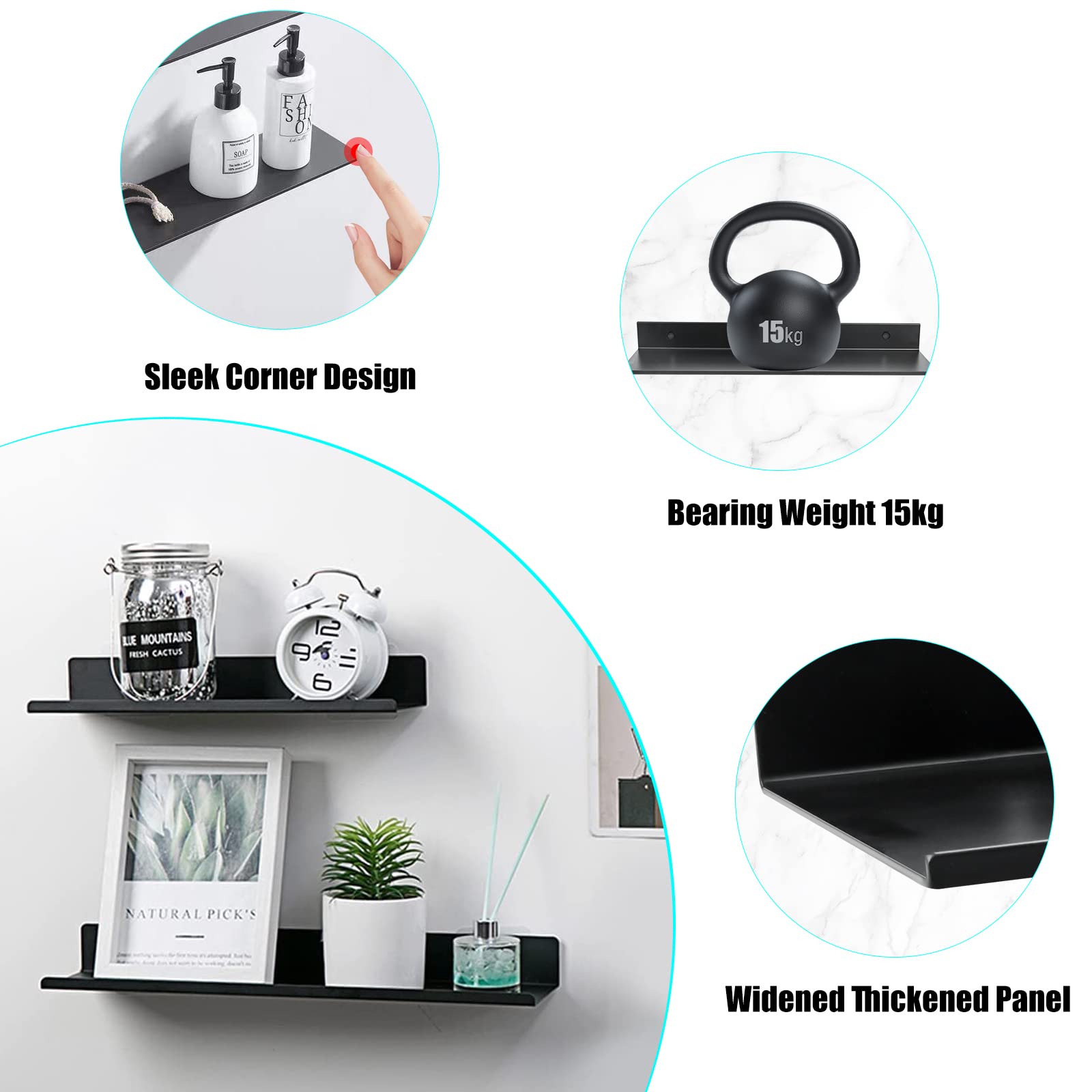 Mensole Doccia Autoadesive 2 Pezzi - Alluminio, 30 E 40cm, Argento, Senza Foratura - Foto 11