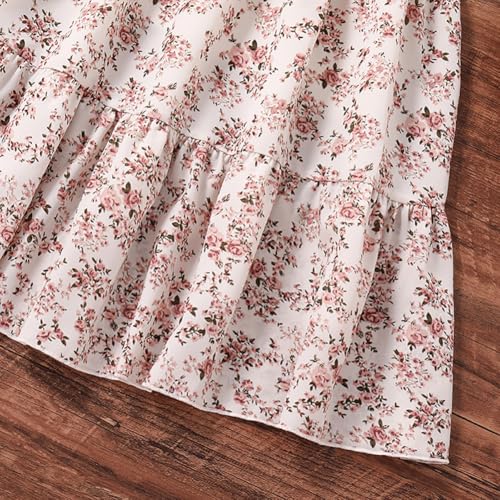 EIAY Shop Girls Floral Casual Dress Puff Sleeve Plaid Smocked Dresses Square Neck for 7-12 Years4